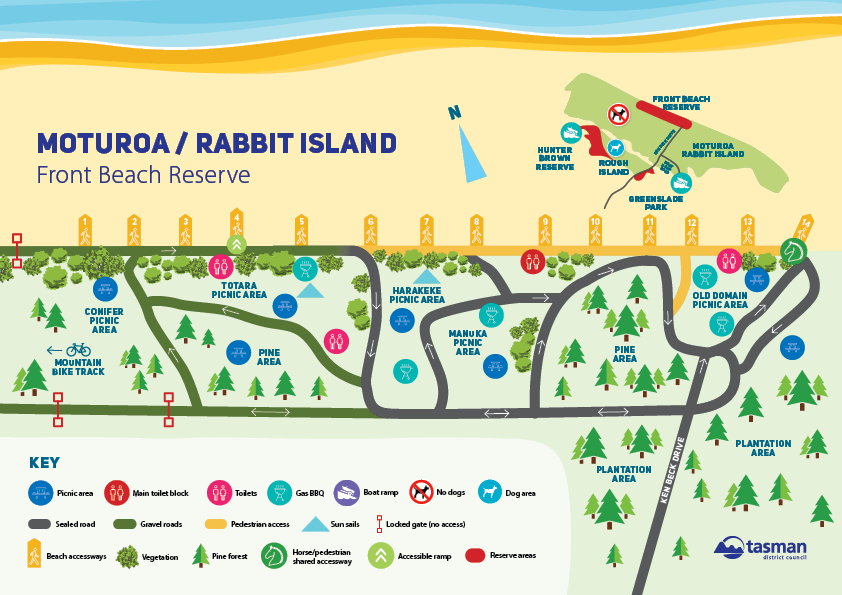 Moturoa Rabbit Island front beach reserve map Map of Moturoa Rabbit Island front beach reserve