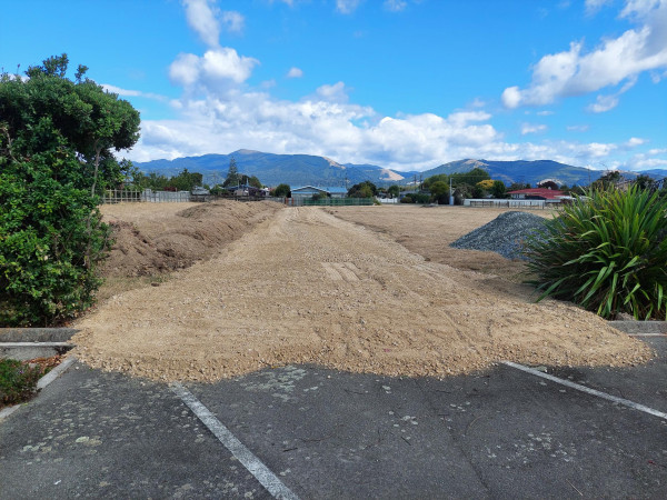Temporary roadway built for the Church who's land the work has started in.